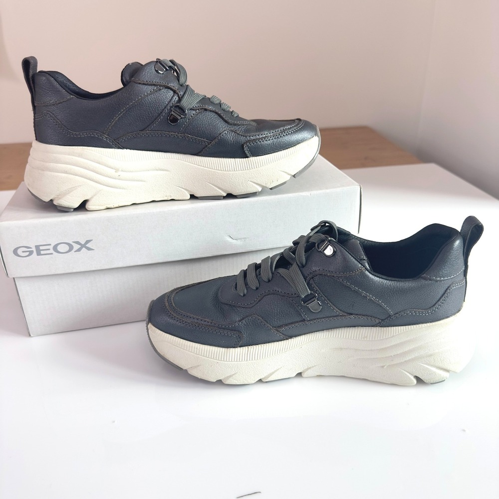 Geox Diamanta E Sneakers Dark Grey Pearl Leather 37 US 7 D36UFE